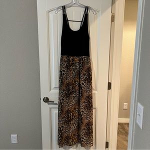 Black & Leopard Print Maxi Dress